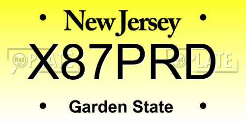 X87PRD New Jersey License Plate
