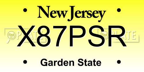 X87PSR New Jersey License Plate