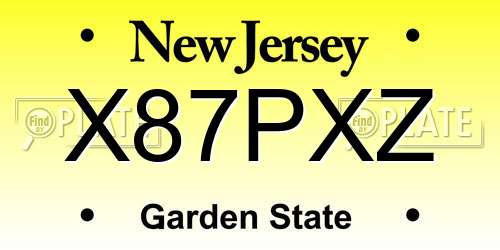 X87PXZ New Jersey License Plate