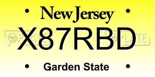X87RBD New Jersey License Plate