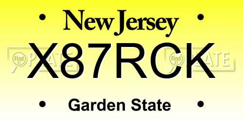 X87RCK New Jersey License Plate