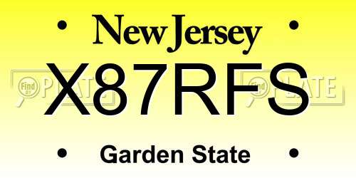 X87RFS New Jersey License Plate