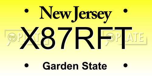 X87RFT New Jersey License Plate