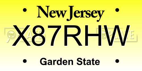 X87RHW New Jersey License Plate