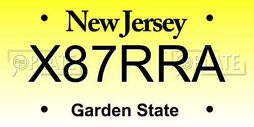 X87RRA New Jersey License Plate