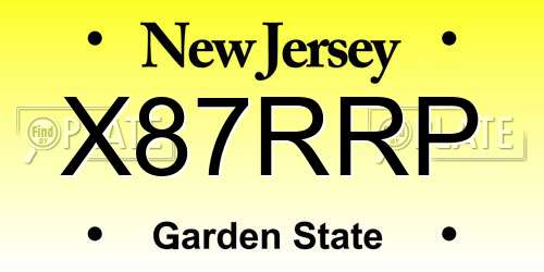 X87RRP New Jersey License Plate