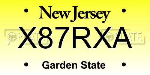 X87RXA New Jersey License Plate
