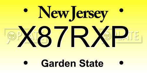 X87RXP New Jersey License Plate