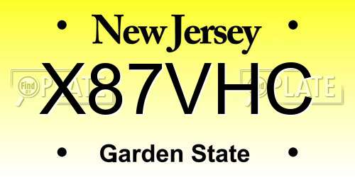 X87VHC New Jersey License Plate
