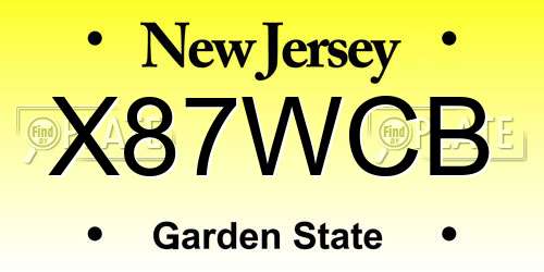 X87WCB New Jersey License Plate