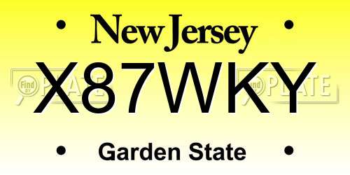 X87WKY New Jersey License Plate