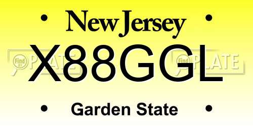 X88GGL New Jersey License Plate