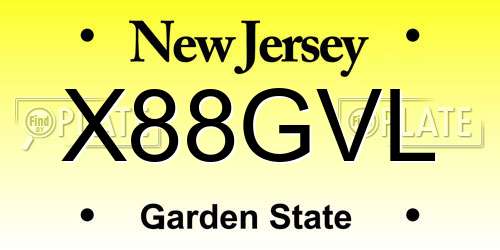 X88GVL New Jersey License Plate