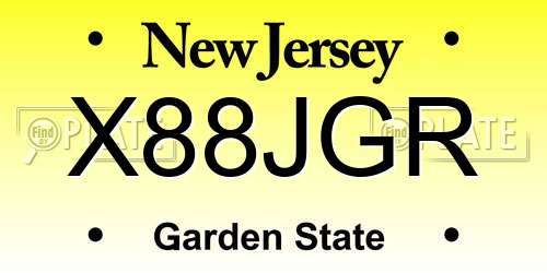 X88JGR New Jersey License Plate
