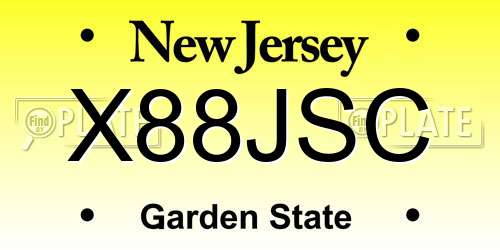 X88JSC New Jersey License Plate