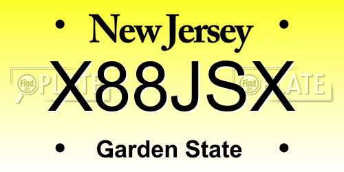 X88JSX New Jersey License Plate