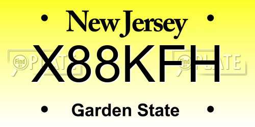 X88KFH New Jersey License Plate