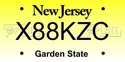 X88KZC New Jersey License Plate