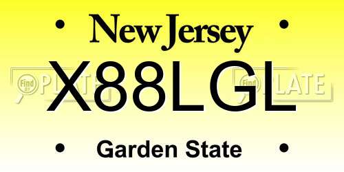 X88LGL New Jersey License Plate