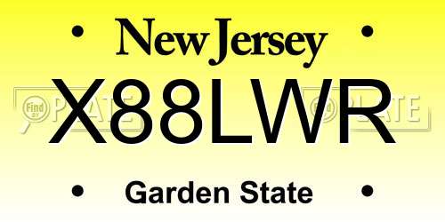 X88LWR New Jersey License Plate