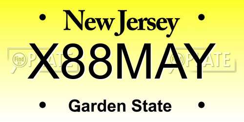 X88MAY New Jersey License Plate