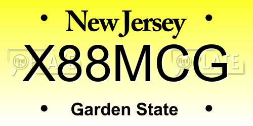 X88MCG New Jersey License Plate