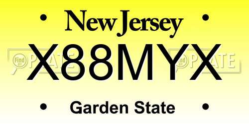 X88MYX New Jersey License Plate