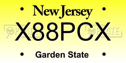 X88PCX New Jersey License Plate