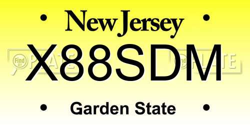 X88SDM New Jersey License Plate