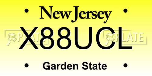 X88UCL New Jersey License Plate