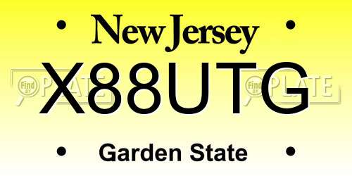 X88UTG New Jersey License Plate