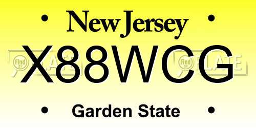 X88WCG New Jersey License Plate
