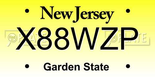 X88WZP New Jersey License Plate