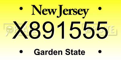 X891555 New Jersey License Plate