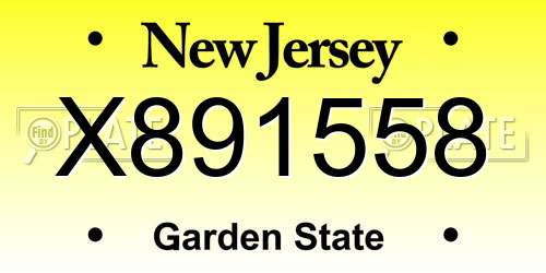 X891558 New Jersey License Plate