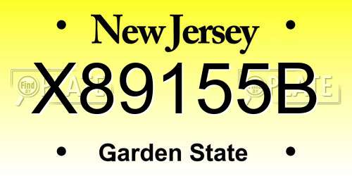 X89155B New Jersey License Plate