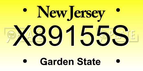 X89155S New Jersey License Plate