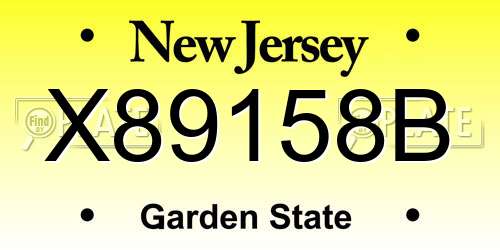 X89158B New Jersey License Plate