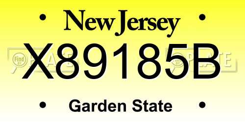 X89185B New Jersey License Plate