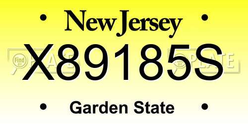 X89185S New Jersey License Plate