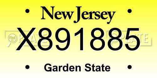 X891885 New Jersey License Plate