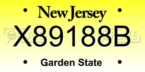 X89188B New Jersey License Plate