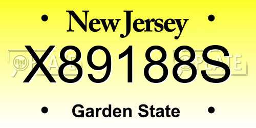 X89188S New Jersey License Plate