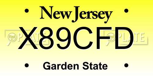 X89CFD New Jersey License Plate