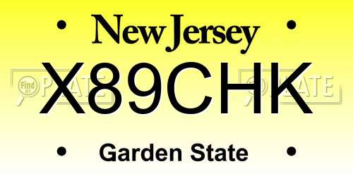 X89CHK New Jersey License Plate