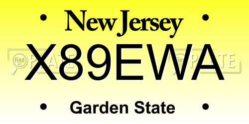 X89EWA New Jersey License Plate