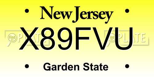 X89FVU New Jersey License Plate