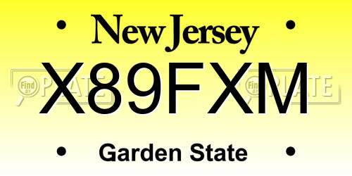 X89FXM New Jersey License Plate