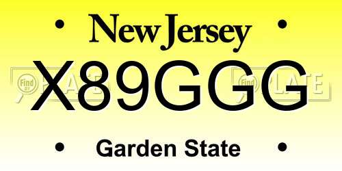 X89GGG New Jersey License Plate