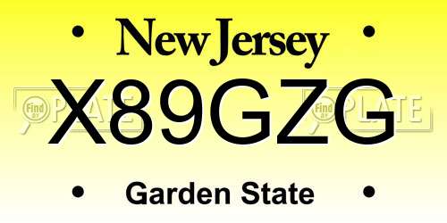 X89GZG New Jersey License Plate